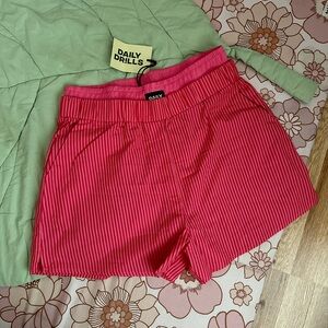DAILY DRILLS - Poplin Double Band Resort Shorts - Pink Stripe M/L